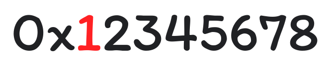 值 0x12345678,其中最高有效位 1 使用红色表示